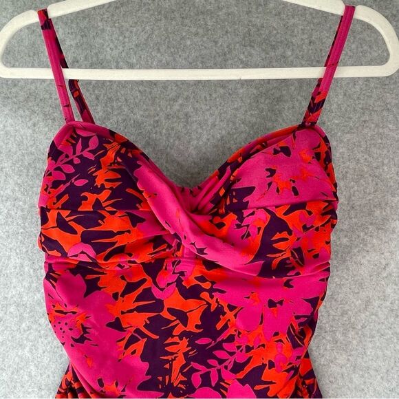 SS Shore Shapes One Piece Ruched Bathing Suit Pink, Purple, Red sz. 12 #UU - Picture 5 of 12